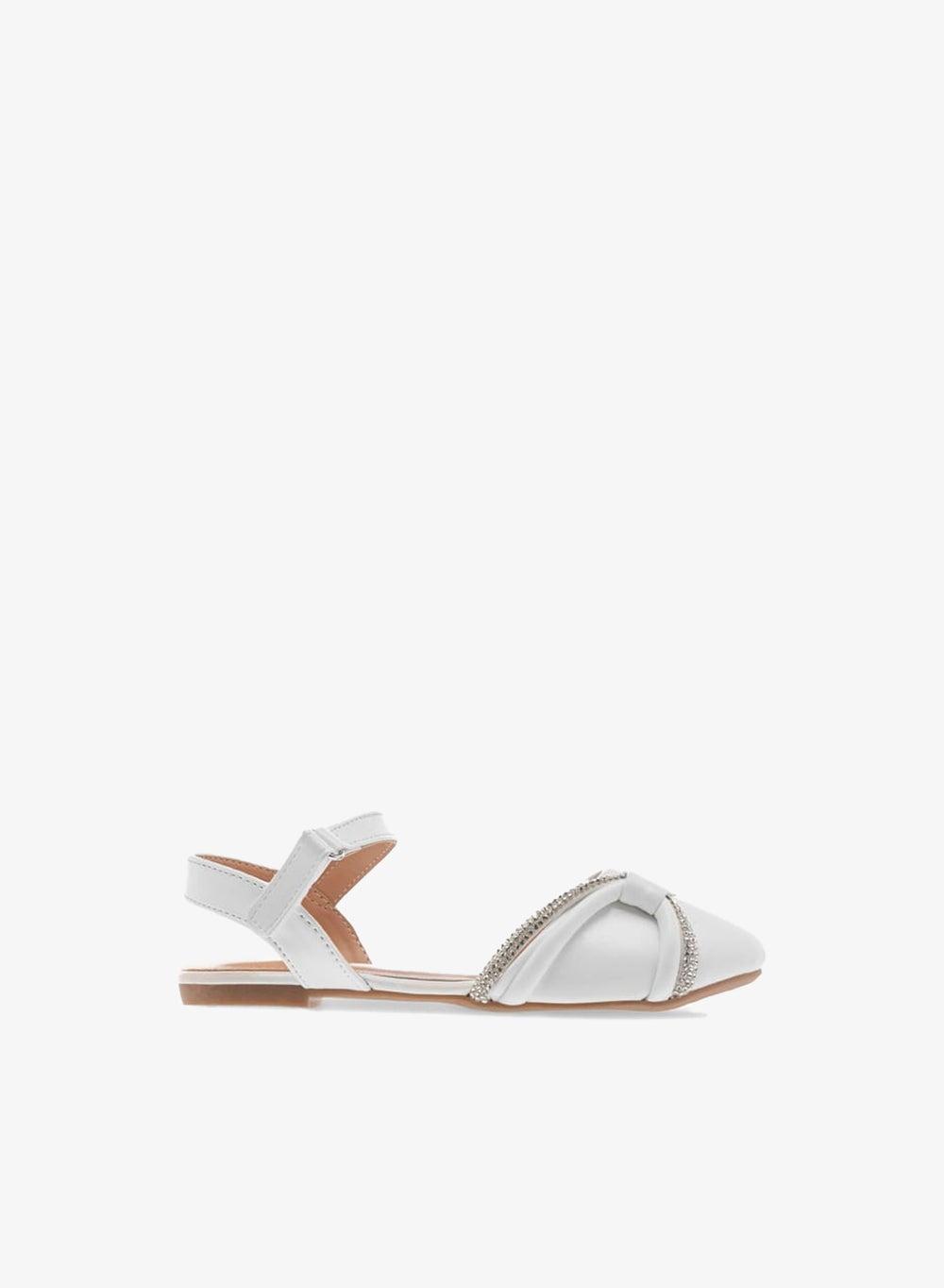 Girls White Embellished Ballerina Shoes Bs138 Ramadan Edition - Image 1