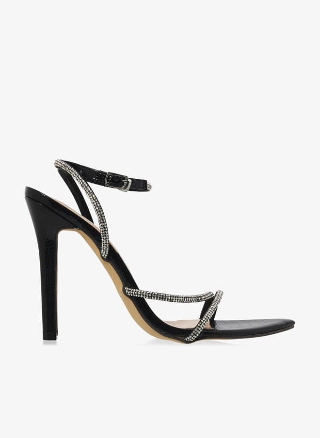 Black Stiletto Heeled Sandals Xz256063 Party Edition - Image 1