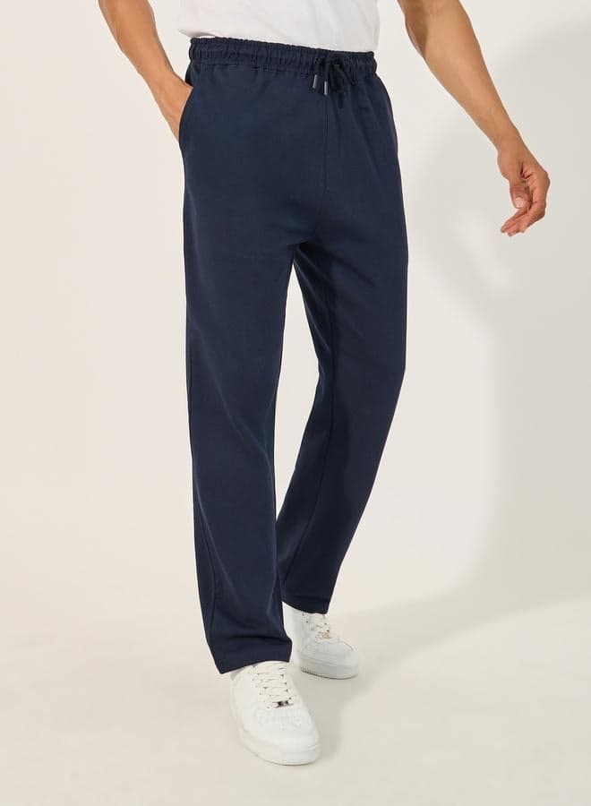 Styli Navy Blue Straight Fit Jogger Pants 7003832322 - Image 1