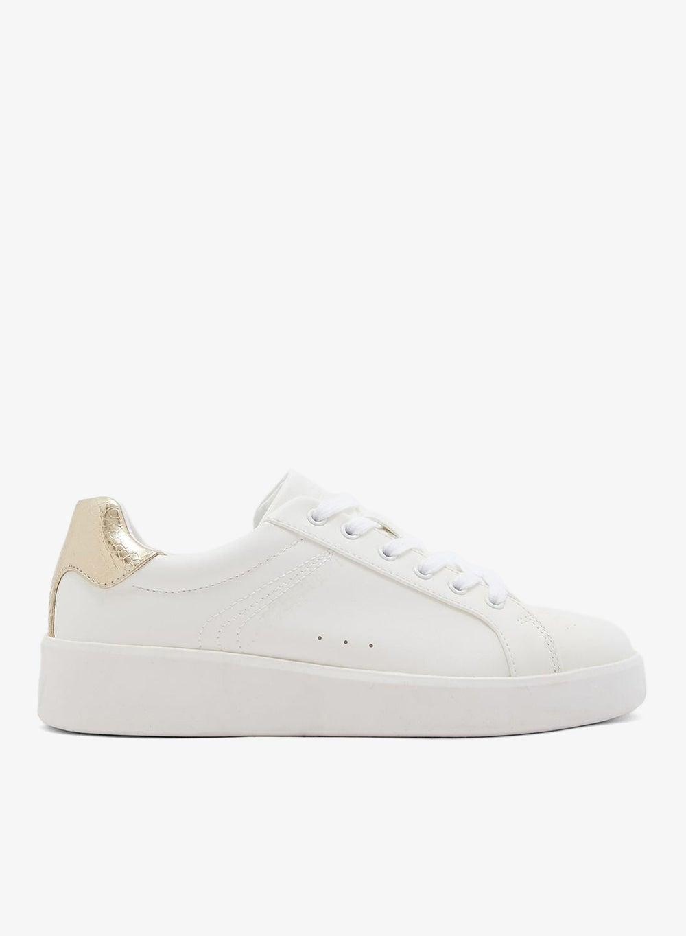 Onlsoul Low Top Sneakers in White with Gold Detail - Image 1