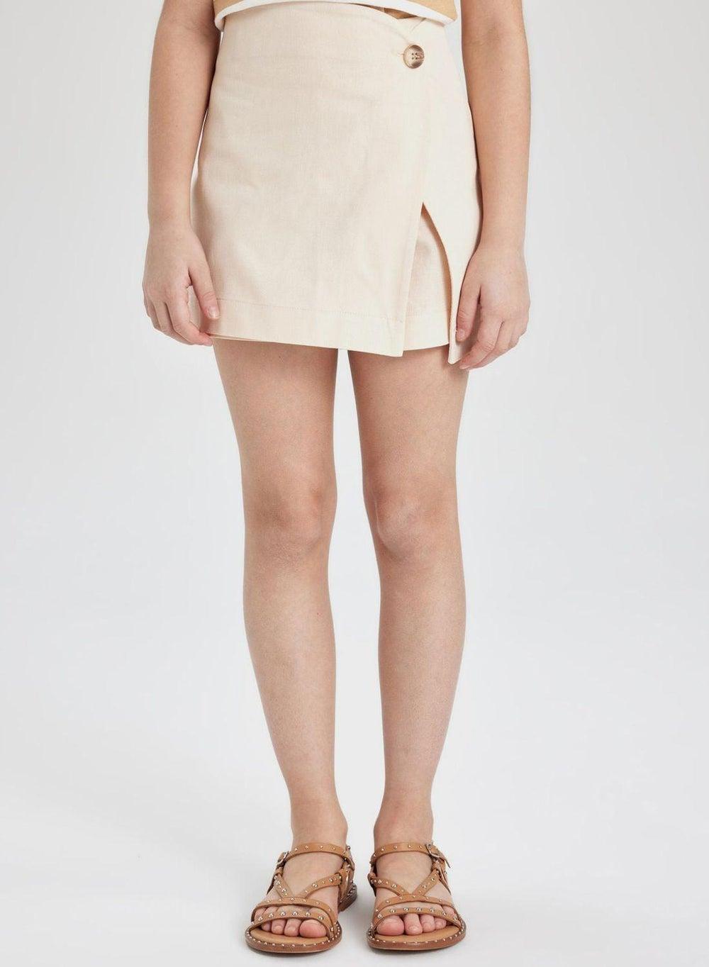 Girls Gabardine Wrap Skirt C0127A8 Beige - Image 1