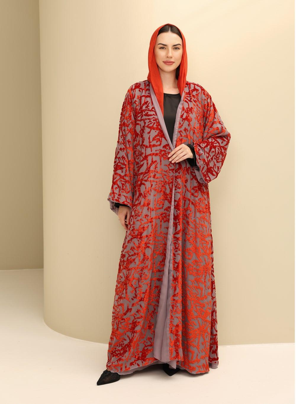 Zeh Lamsah Brasso Abaya in Rust Orange - Image 1