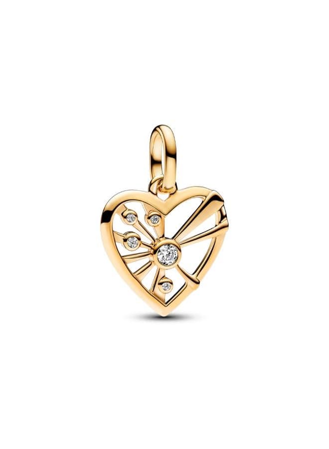 Heart & Rays Medallion Charm in Gold-Plated Shine - Image 1