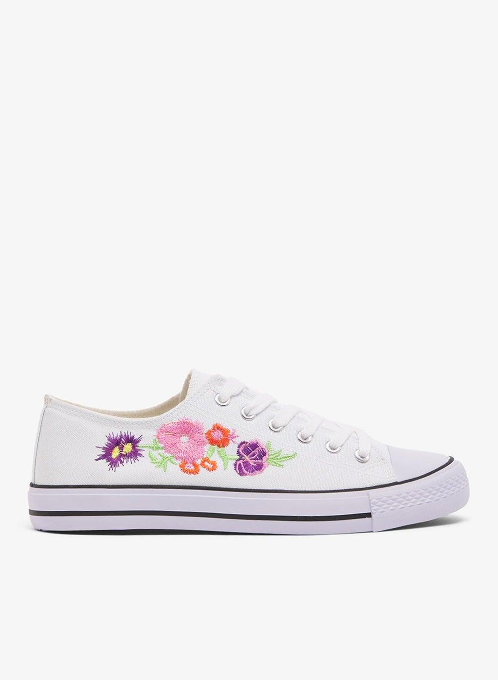 F80371Tc1 Premium White Lace-Up Canvas Sneakers - Image 1