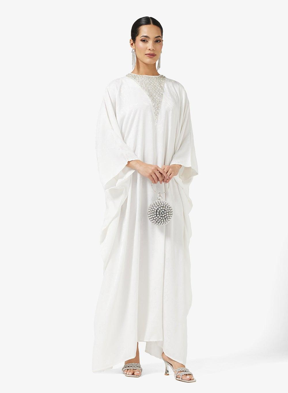 DS2520 White Printed Kaftan Elegance - Image 1