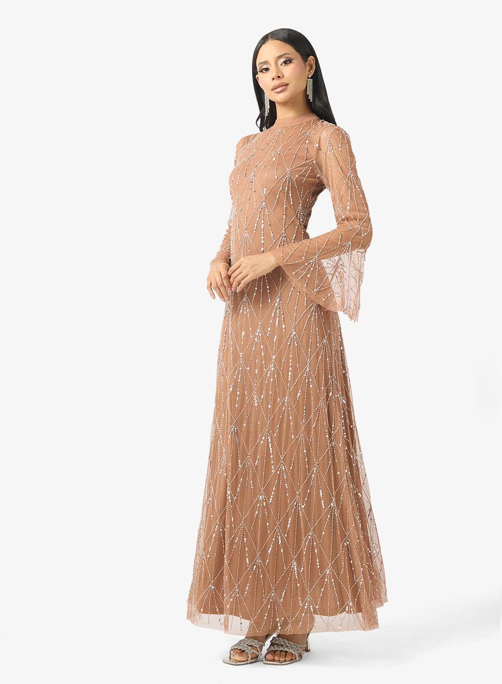 Aurielle Sequin Flared Sleeve Maxi Dress Arbfsw23213 - Image 1