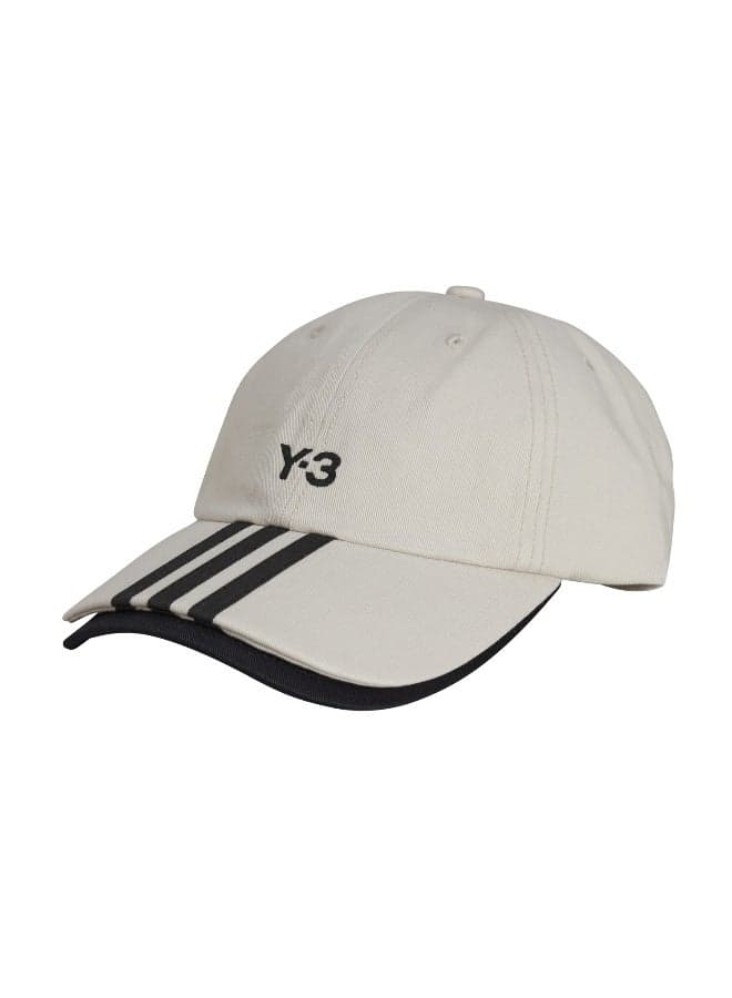 Y-3 Double Brim Stripes Cap in Talc - Image 1