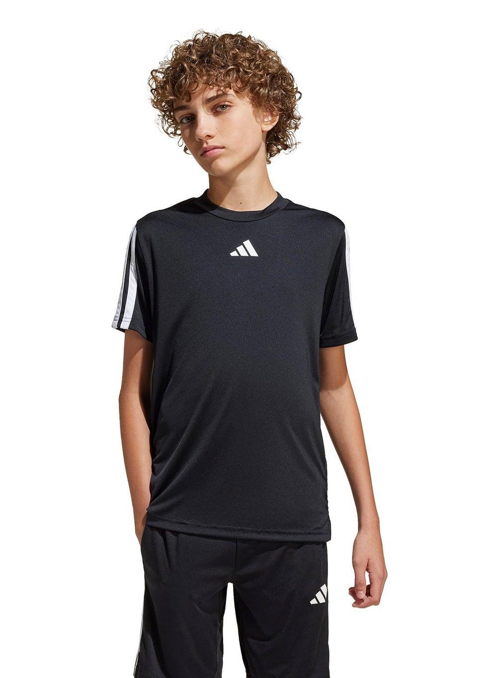 adidas Youth Training 3-Stripes Tee Jj1032 Black - Image 1