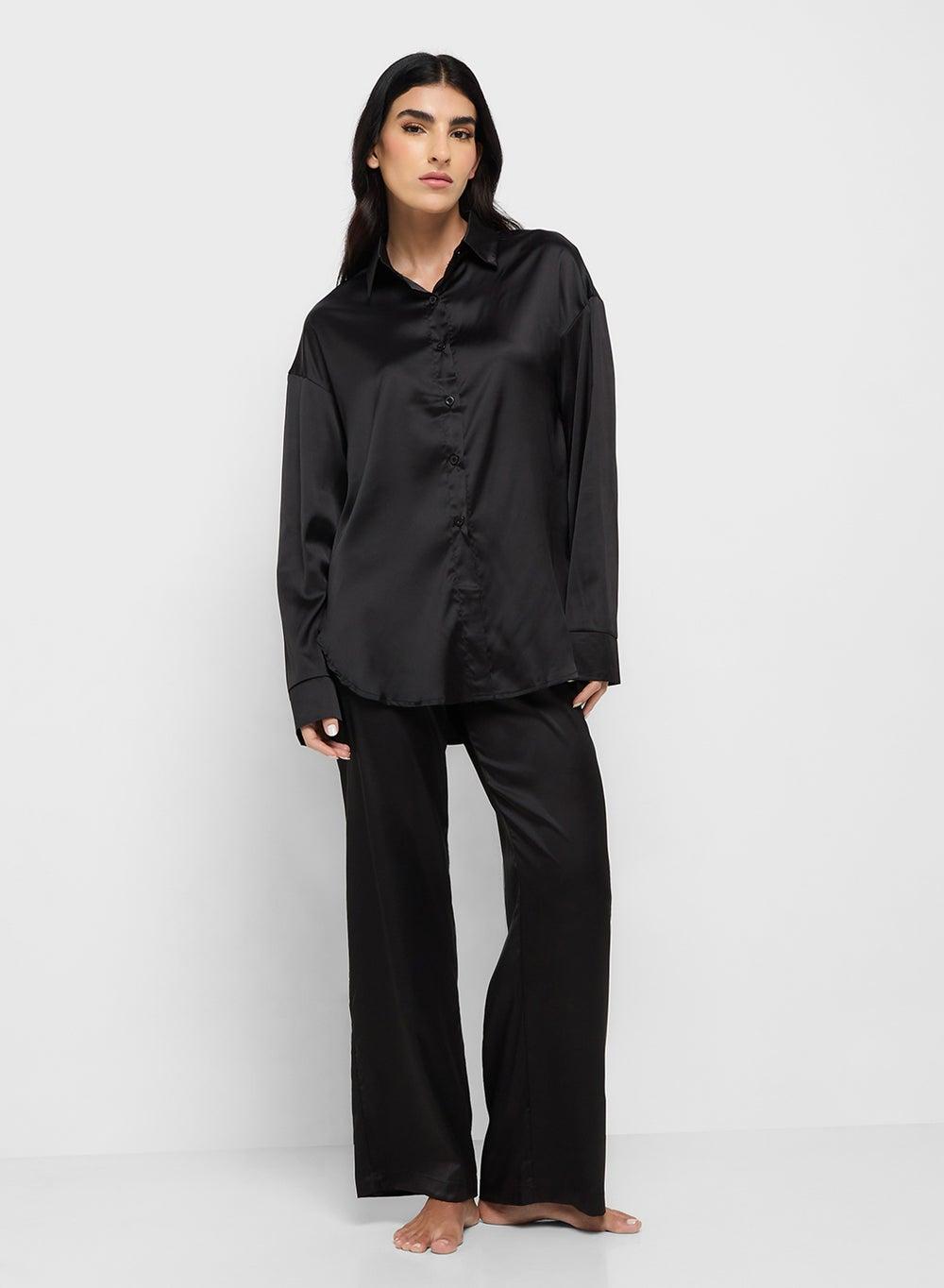 Black Loose Fit Pyjama Set 250319 29 - Image 1