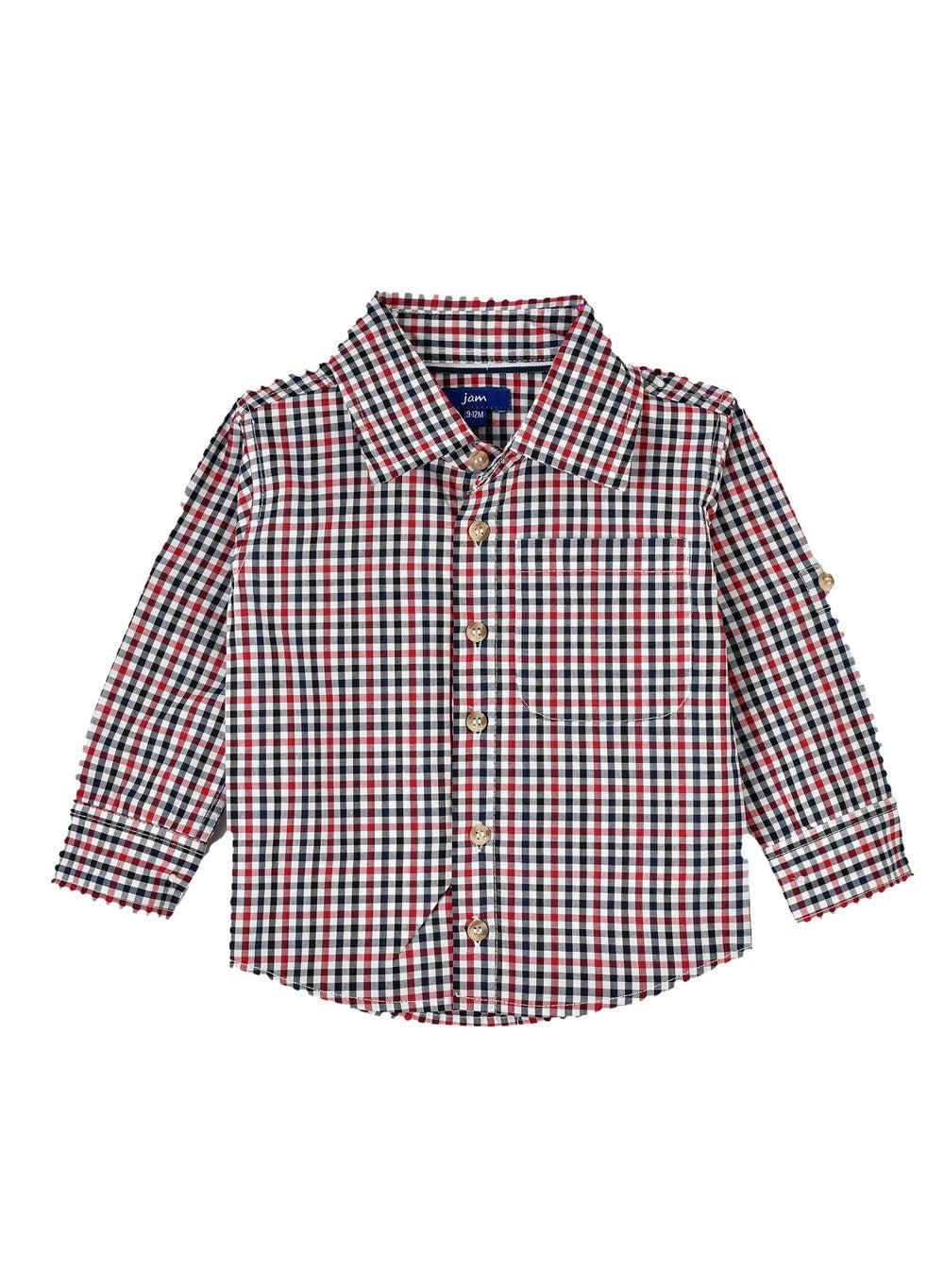 Crinb469 Boys Multicolor Gingham Cotton Shirt - Image 1