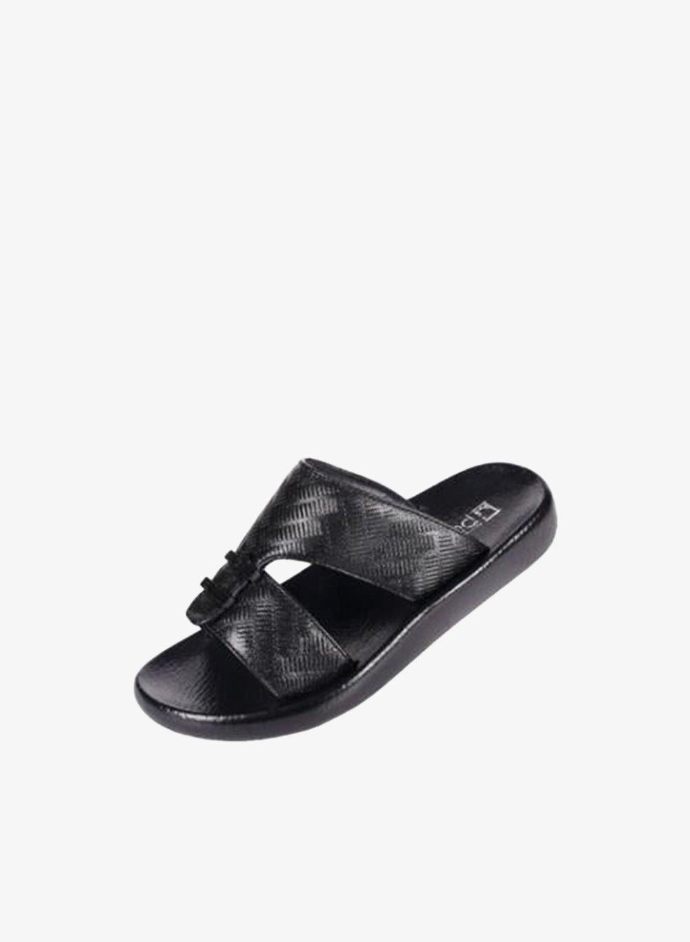 Barjeel Uno 008-3572 Black Leather Arabic Sandals - Image 1