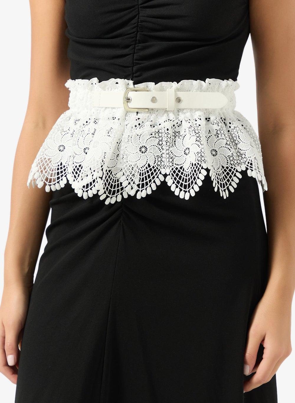 Elegant White Lace Tie-Up Belt Y250613052 - Image 1