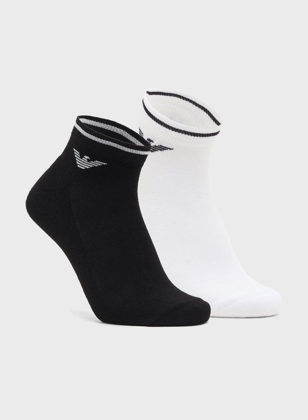 Emporio Armani 2 Pack Sneaker Socks White/Black - Image 1