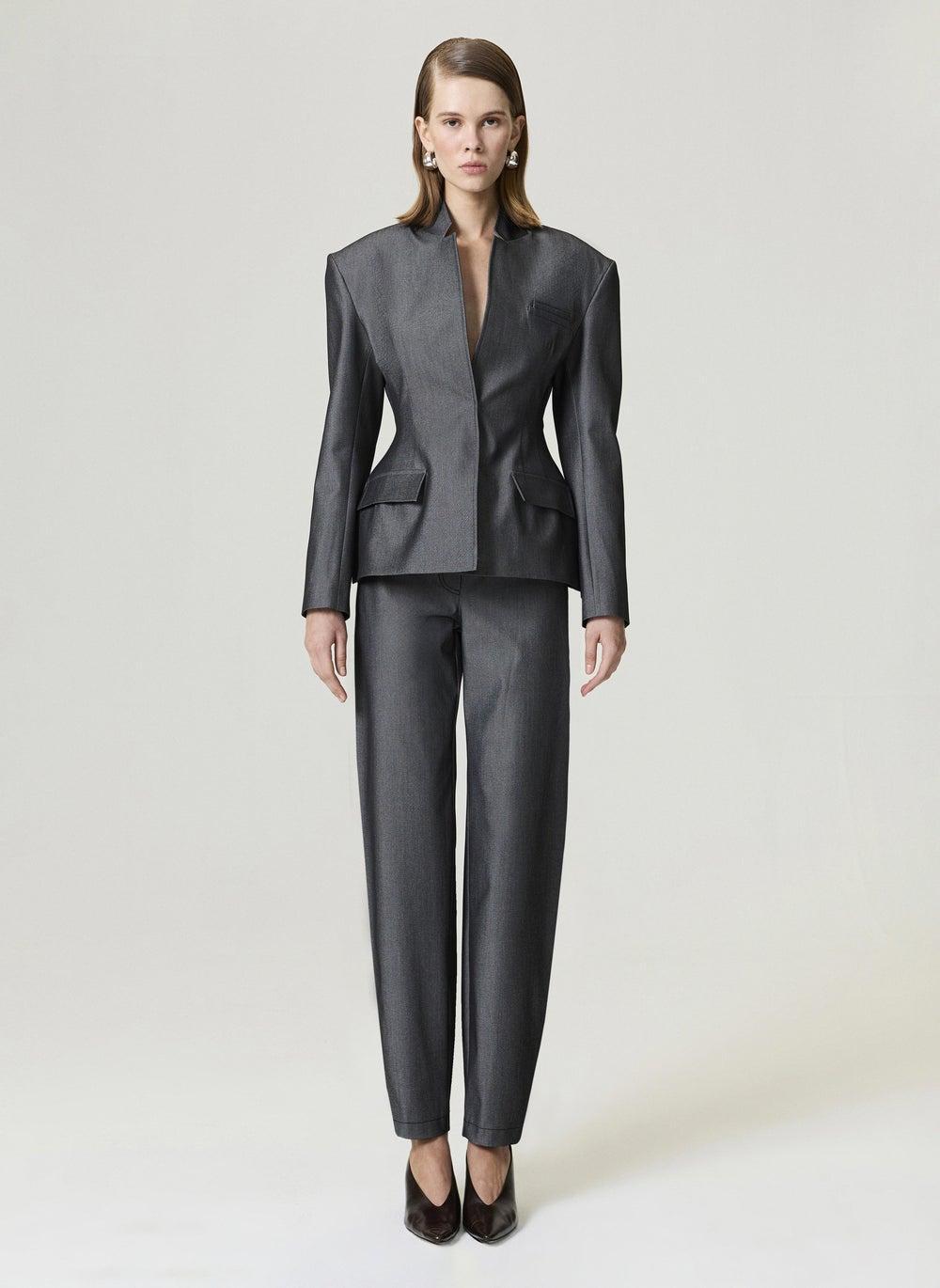 Anthracite Balloon Fit Pants – Modern Sculpted Silhouette - Image 1