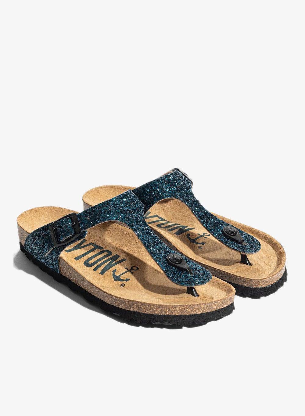 Mercure Minimalist Cork Sole Thongs Blue - Image 1