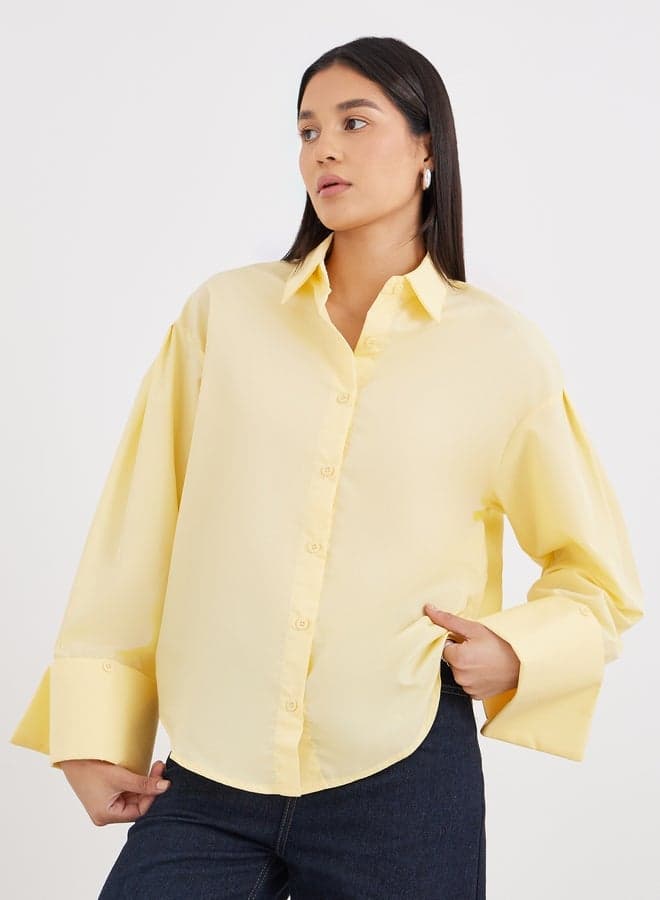 Yellow Oversized Collared Button-Down Shirt - Image 1