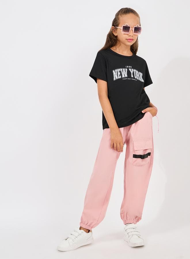 New York Print Tee & Cargo Pants Girls Set - Image 1