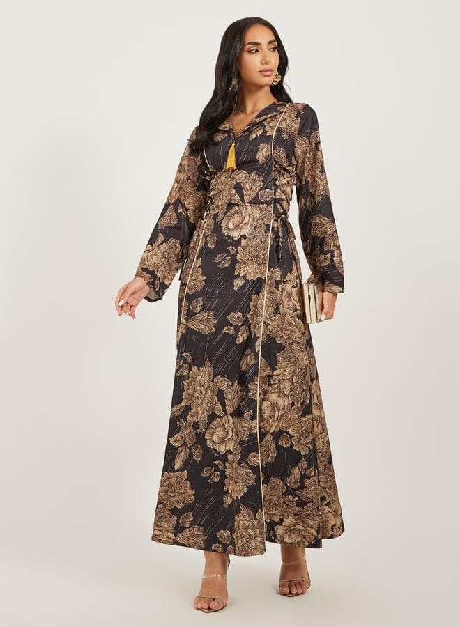 Styli Black Floral Jacquard Jalabiya 7012146601 - Image 1