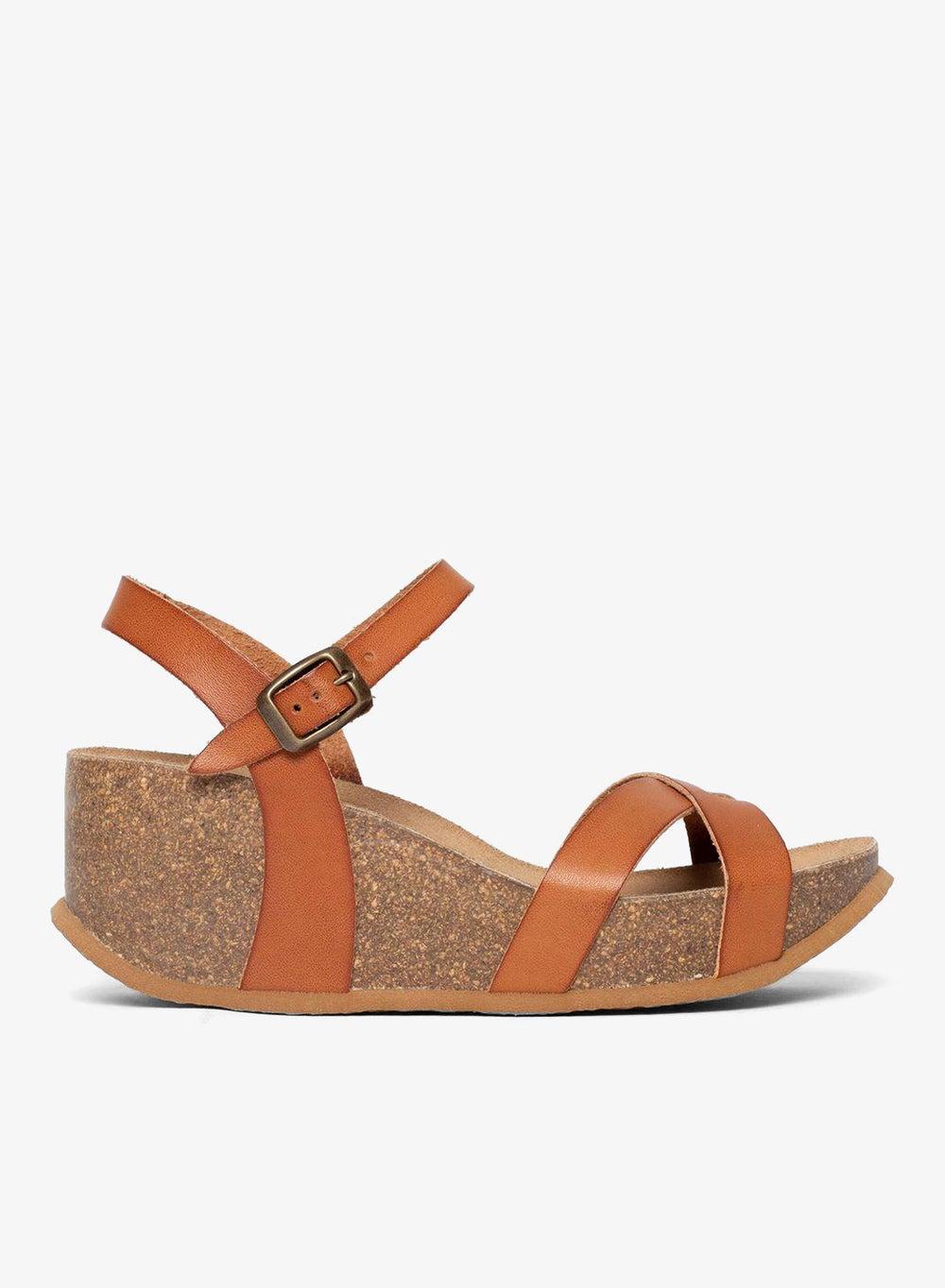 Venus Camel Cork Mid Heel Wedge Sandals - Image 1