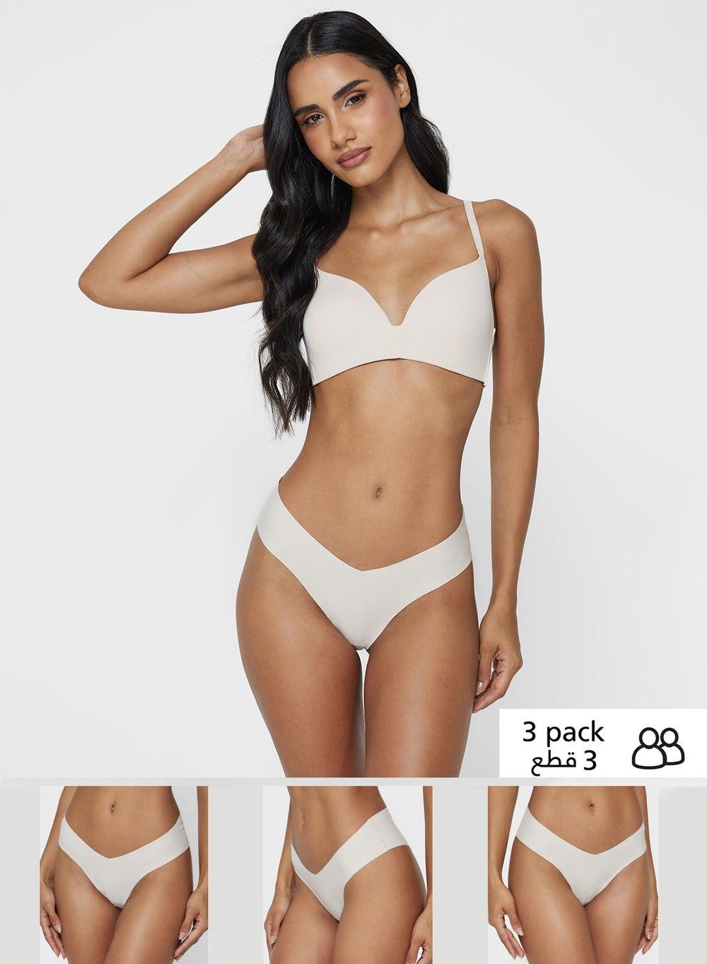 Onltracy V-Cut Cheeky Brief 3-Pack Peach Taffy - Image 1
