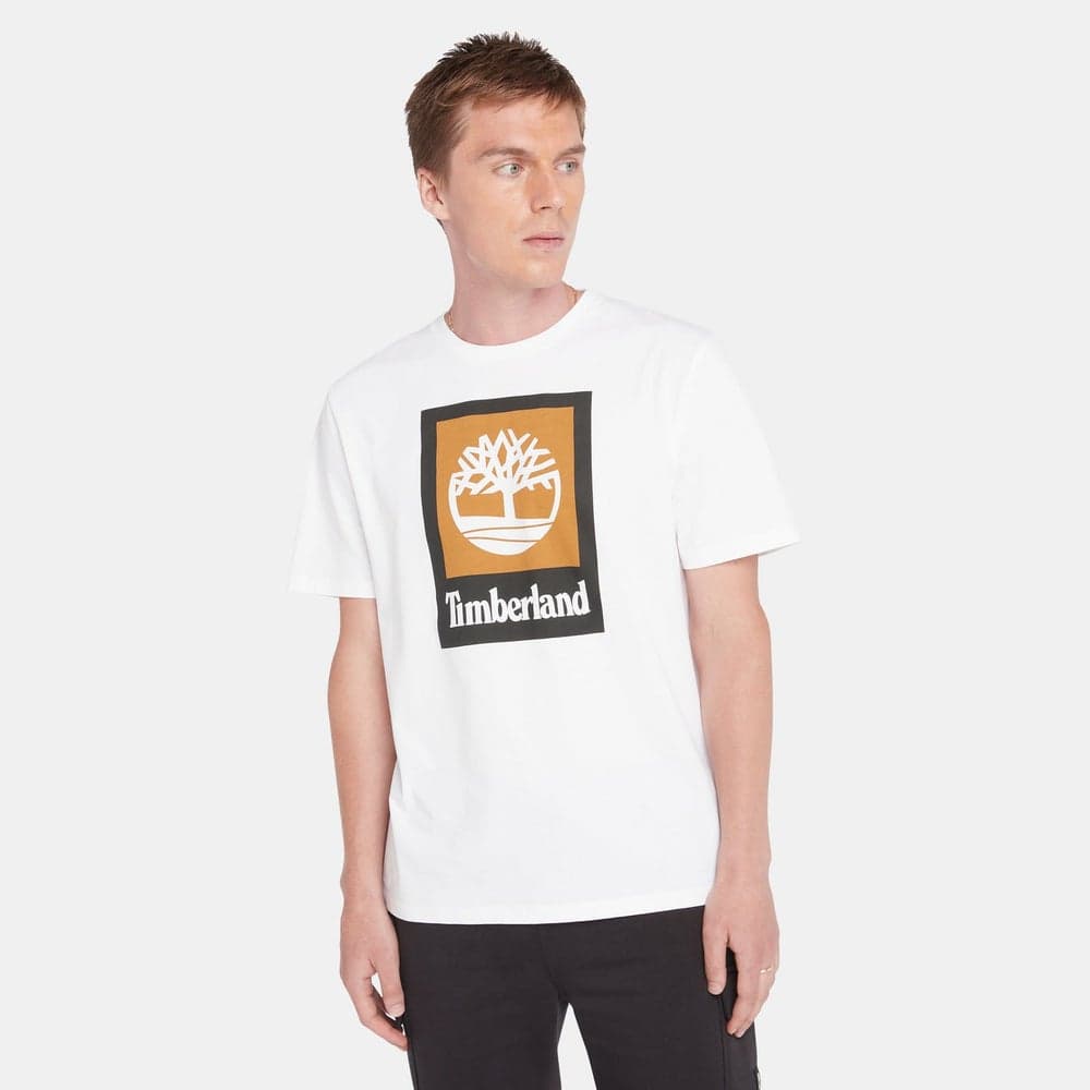 Timberland Men's Square Stack Logo Cotton T-Shirt - Image 1