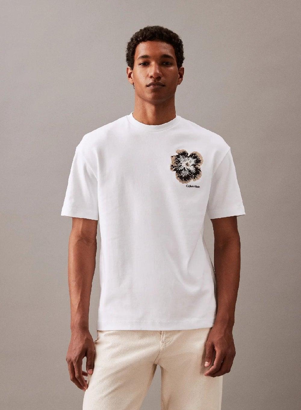 Calvin Klein Embroidered Night Flower Cotton T-Shirt - Image 1