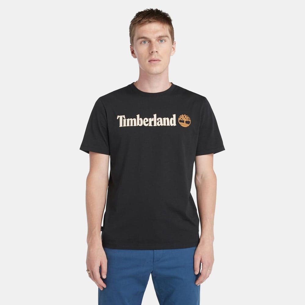 Timberland Linear Logo Men's Black Cotton T-Shirt - Image 1
