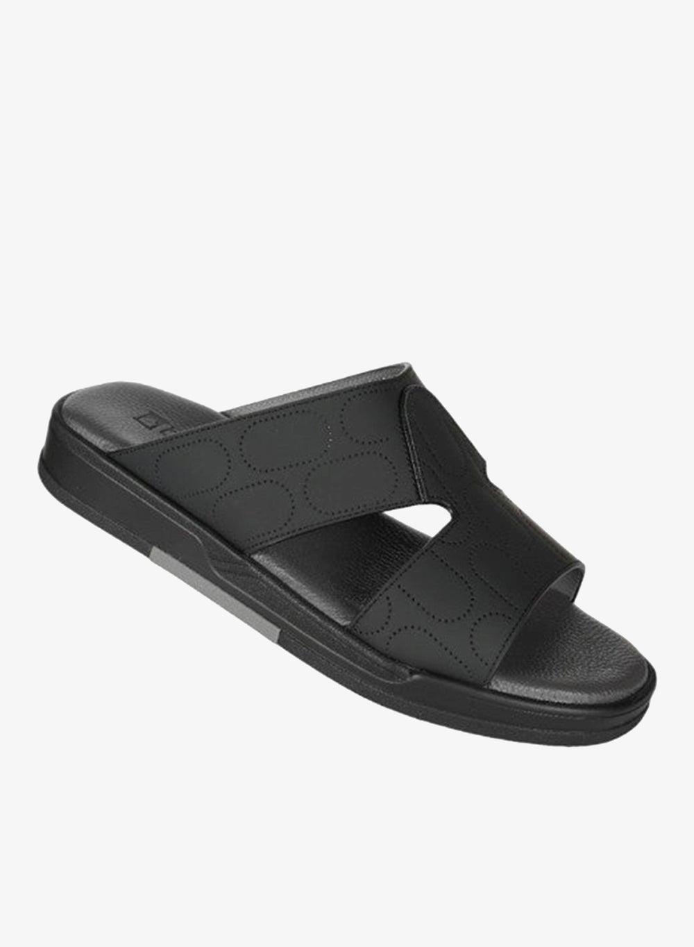 Barjeel Uno 008-3381 Black Leather Arabic Sandals - Image 1