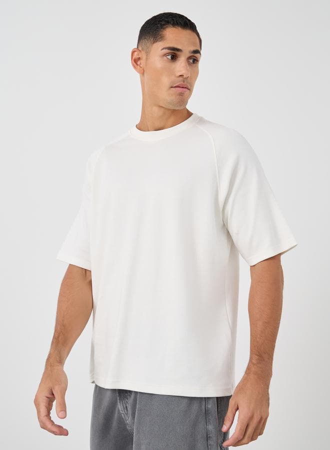 Men’s Oversized Raglan Sleeve Cotton T-Shirt Cream - Image 1