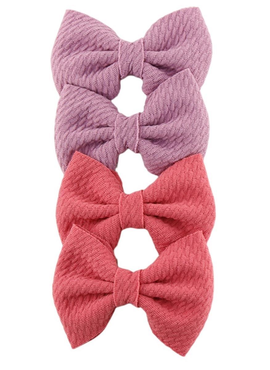 D'Daniela Nisha Ribbon Bow Clip Set Dark Pink Lavender - Image 1