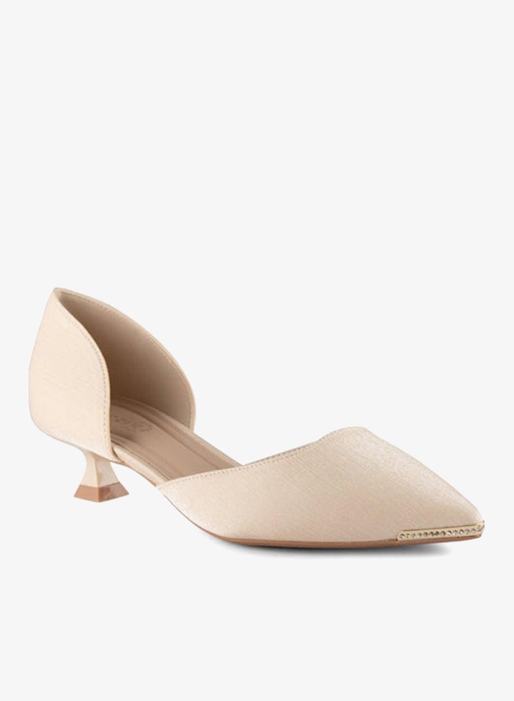 Beige Pointed Toe Mid Heel Pumps Vi20430250 - Image 1