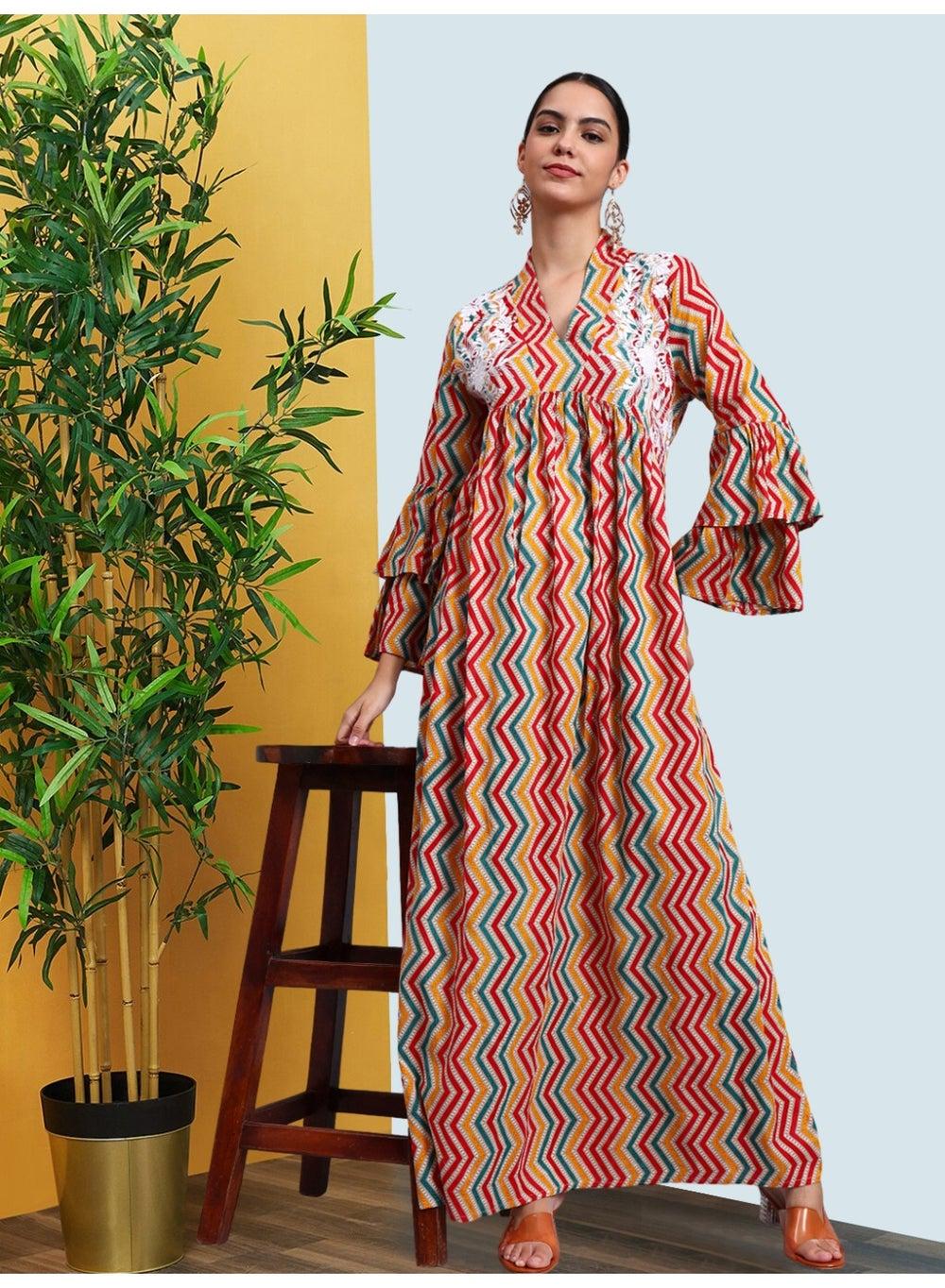 Embroidered Cotton Jalabiya AL4098A Red Elegance - Image 1