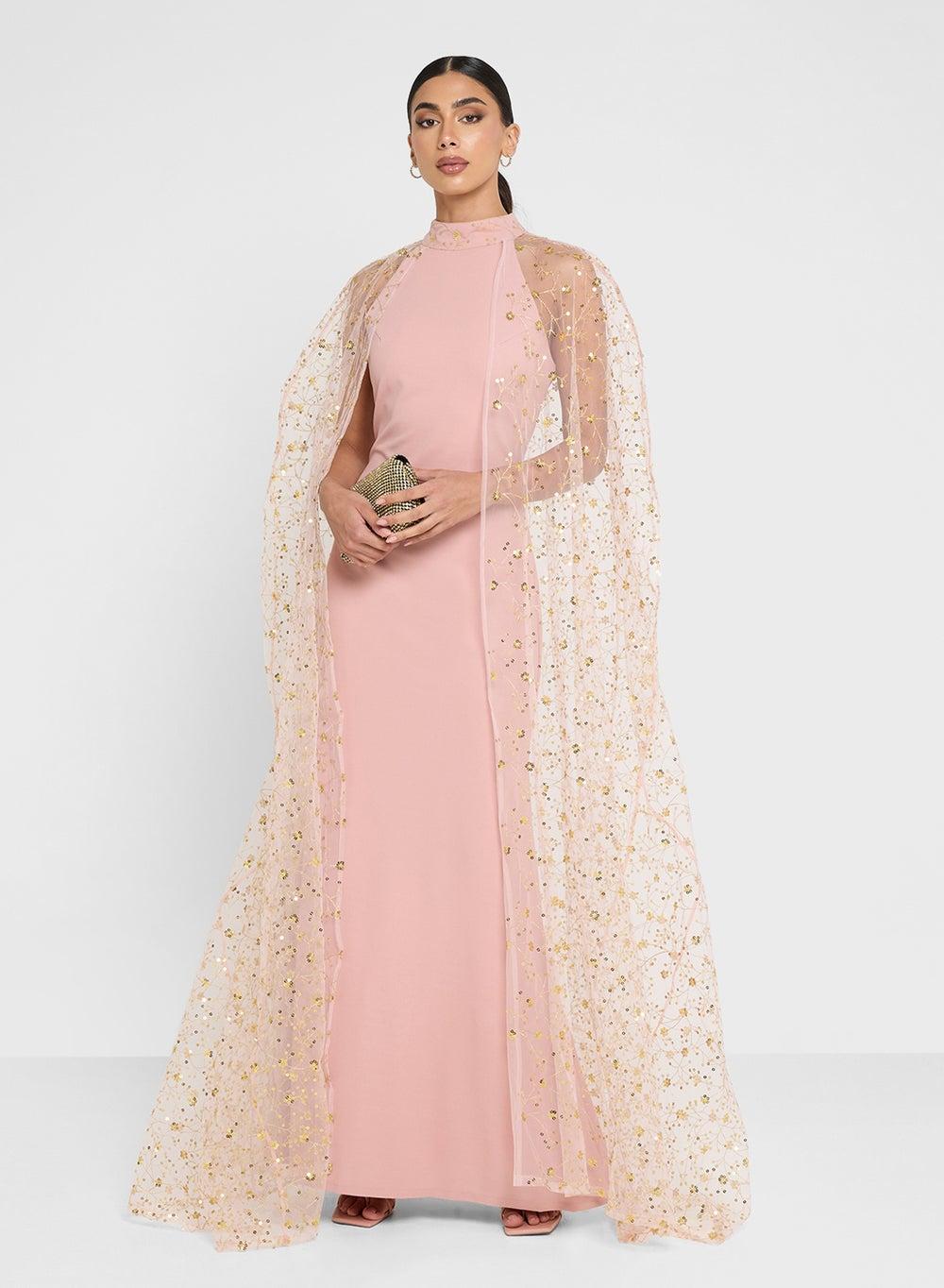 Pink Sequin Maxi Dress – Elegant UAE Party Wear - Image 1