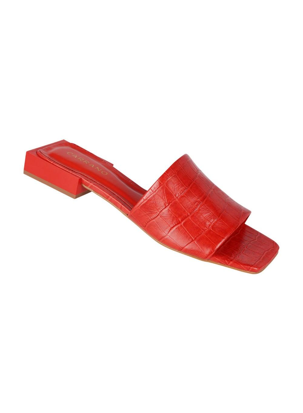 Carrano Croco Leather Open Mule Low Heel 468001 Pint0125 - Image 1
