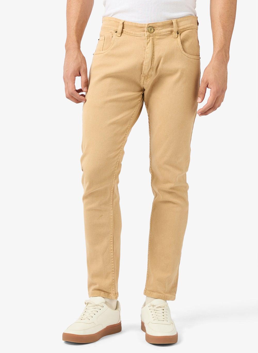 Zopj4034 Cream Straight Fit Men’s Jeans - Image 1
