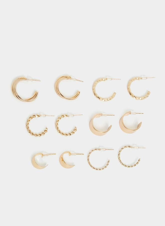 Styli Set of 6 Gold Plain Hoop Earrings - Image 1