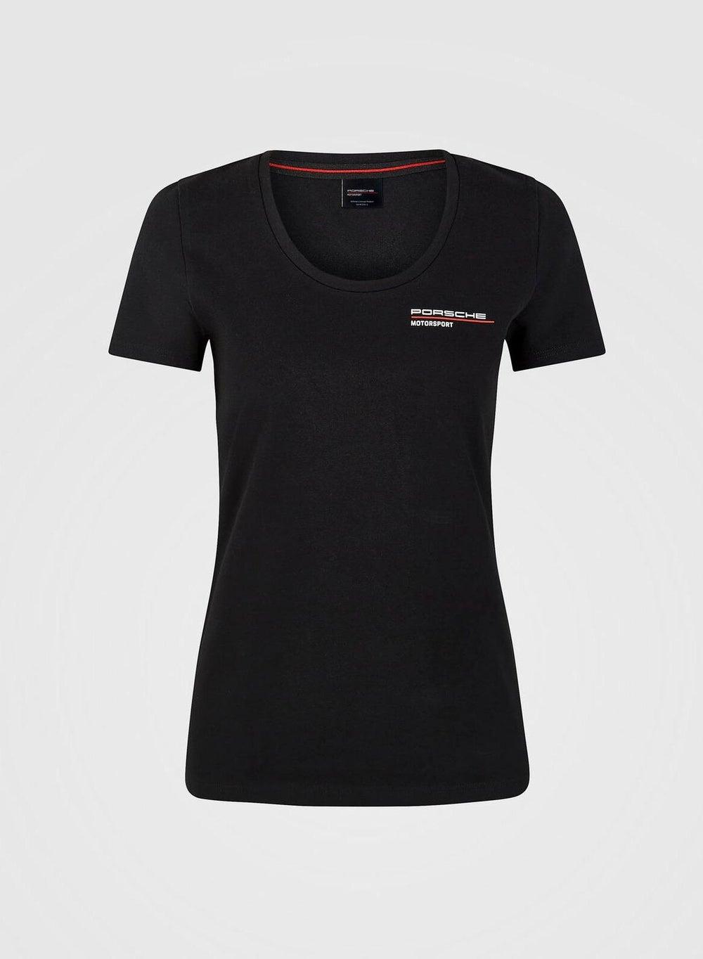Porsche FW Women’s Black Graphic Crew Neck Tee - Image 1