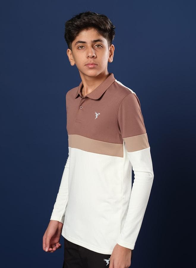 Technosport Boys Color Block Long Sleeve Polo T-Shirt - Image 1