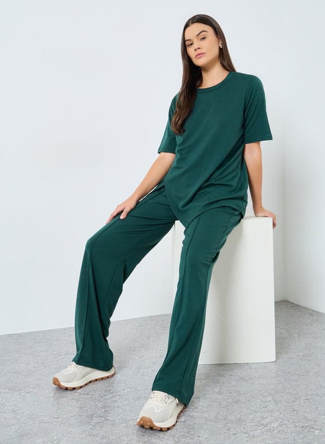 Dark Green Asymmetric Hem Co-Ord Set Styli - Image 1
