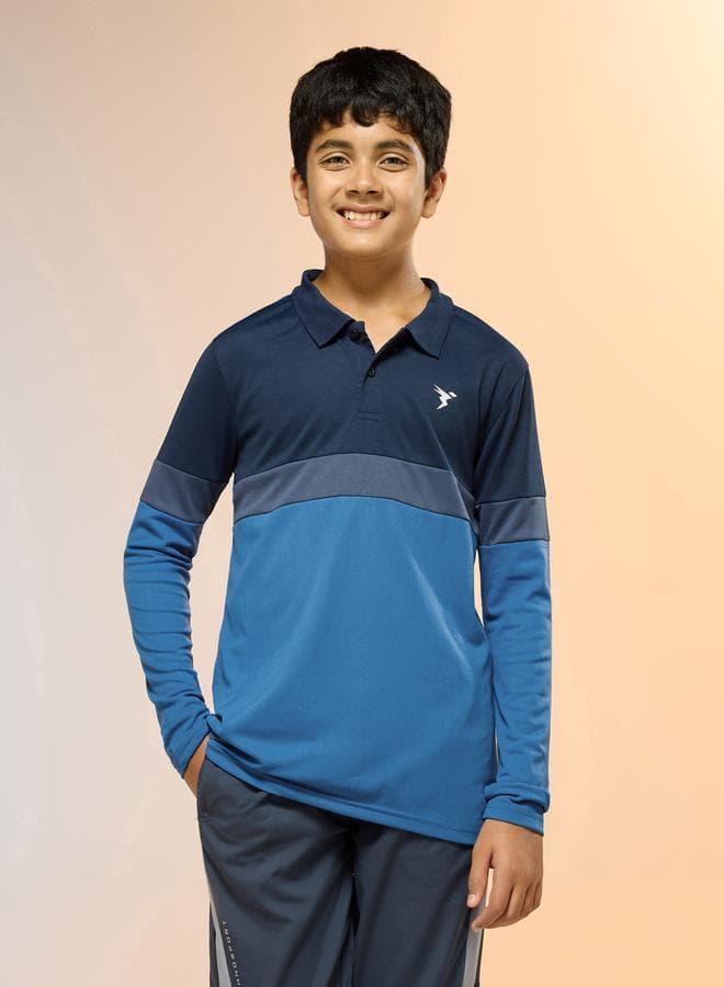 Teen Color Block Slim Fit Polo Blue - Image 1