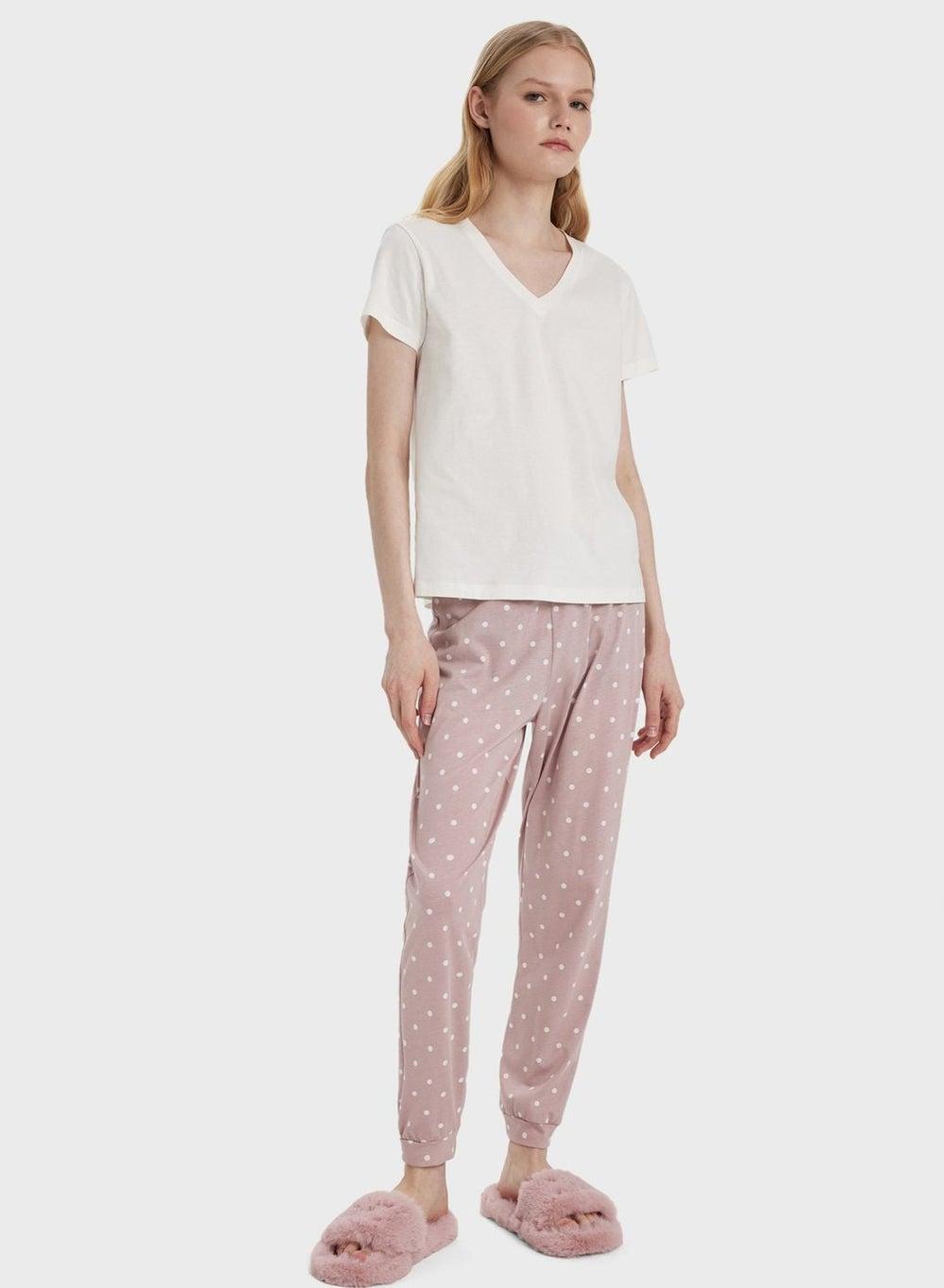 Pink Dot Knit Lounge Pants B6180Ax Regular Fit - Image 1