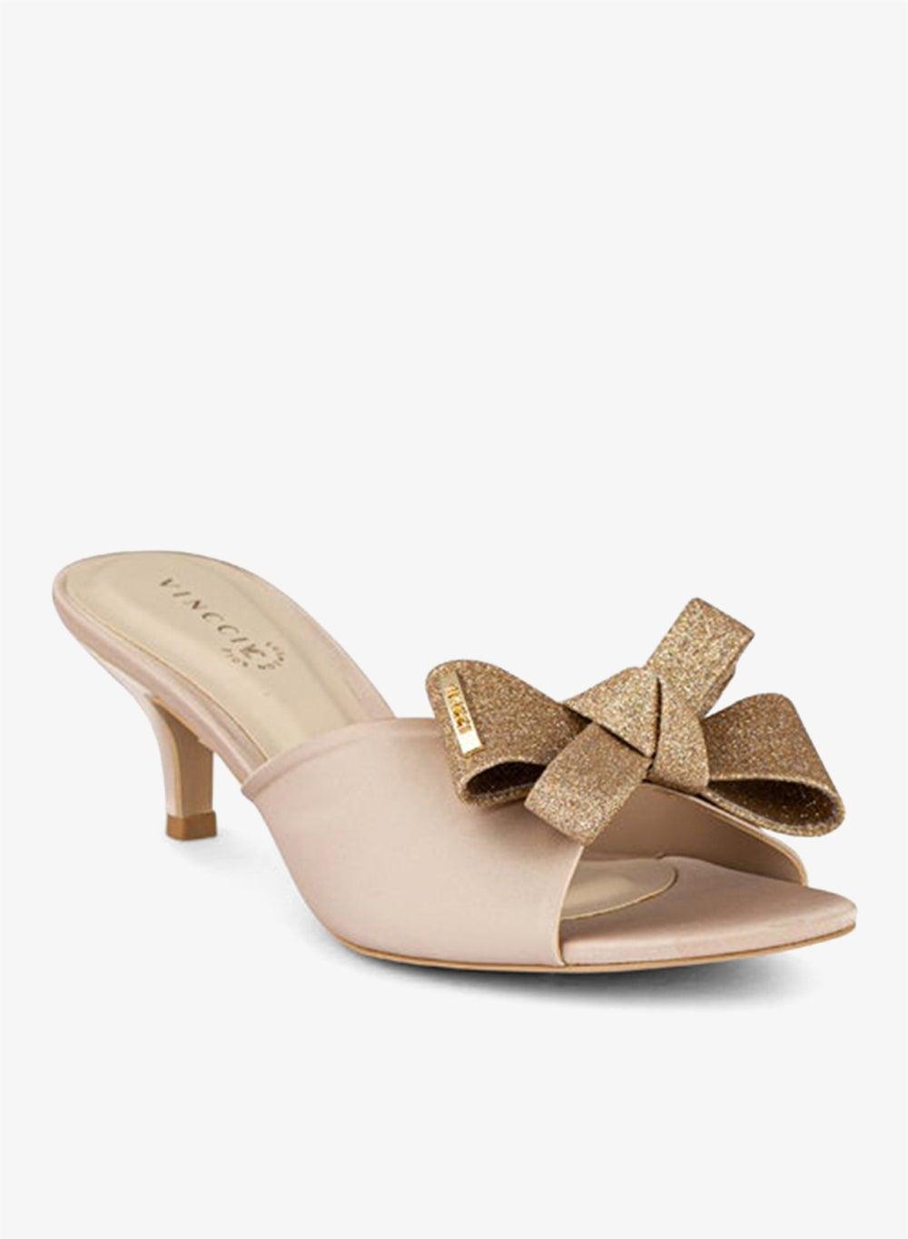 Vi20441040 Gold One Strap Mid Heel Sandals - Image 1