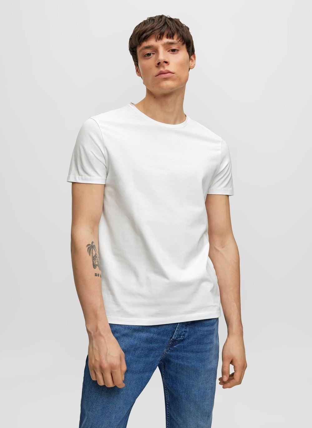 HUGO Slim-Fit Stretch Cotton T-Shirts 2-Pack White - Image 1