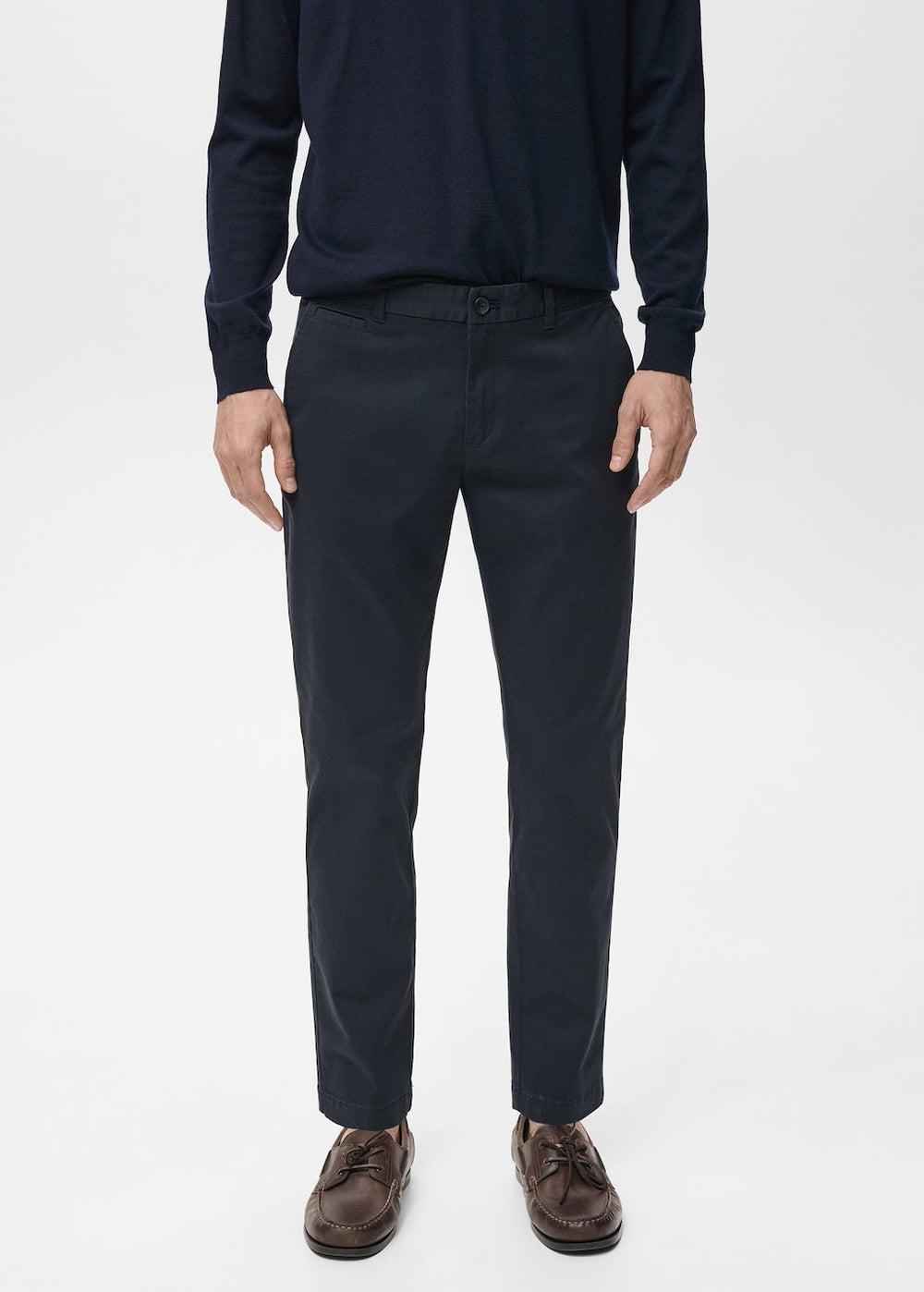 Prato Cropped Tapered Chino Trousers Navy 17041144 - Image 1