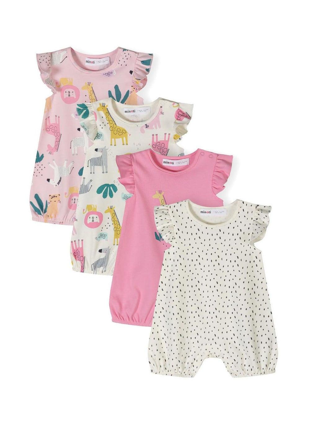 Girls Frill Sleeve Cotton Rompers Set Purple SS25 - Image 1