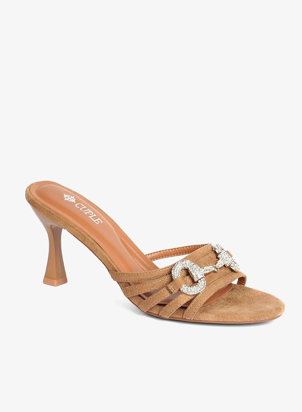 Coffee Tone Lifestyle Heeled Sandals for Women - Image 1