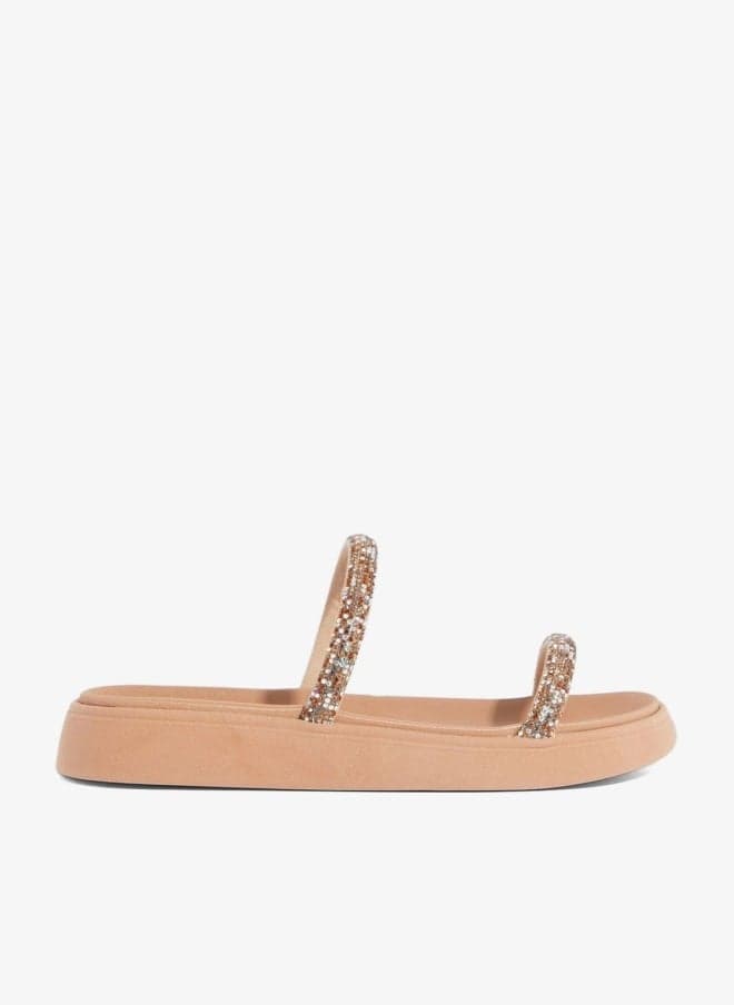 Elegant Nude Flat Sandals for Women Slip-On Comfort - Image 1