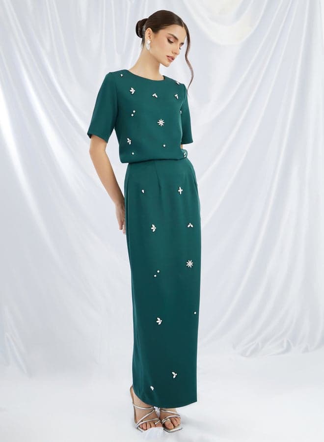 Teal Embellished Co-Ord Set 7012138734 Evening Elegance - Image 1