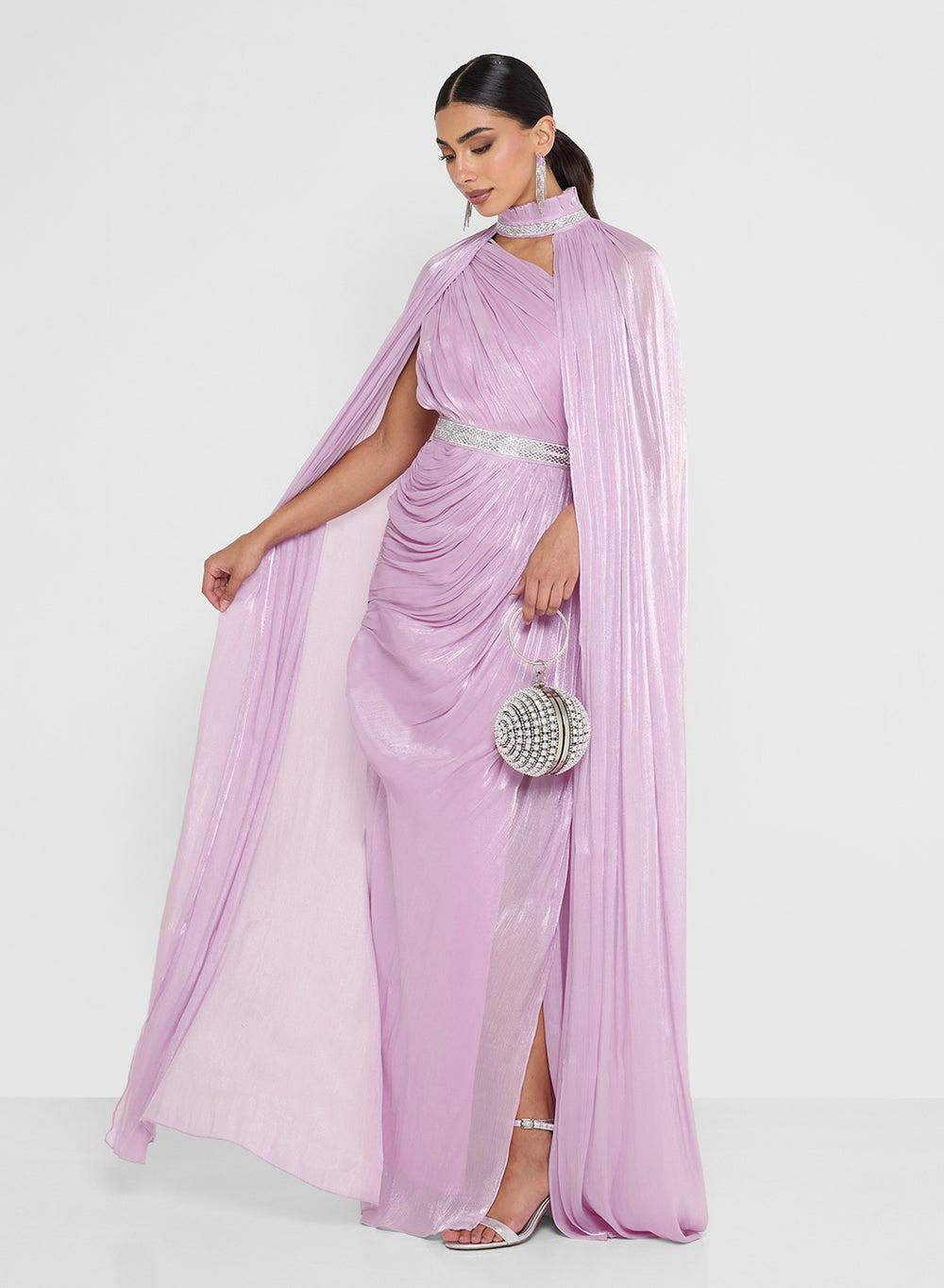 Belted Maxi Bodycon Dress Set – Dirty Pink Elegance - Image 1
