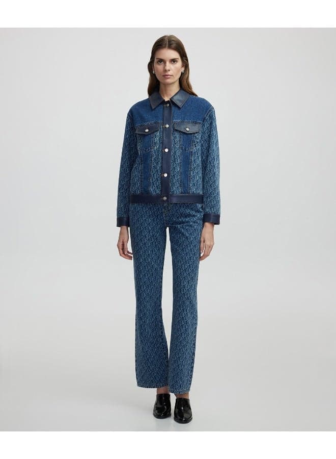 Straight Fit Monogram Indigo Jeans - Image 1